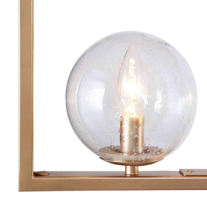 Modern Contemporary 4-Light Rectangle Chandeleir Transitional LED Dimmable Island light with Seeded Glass Globes