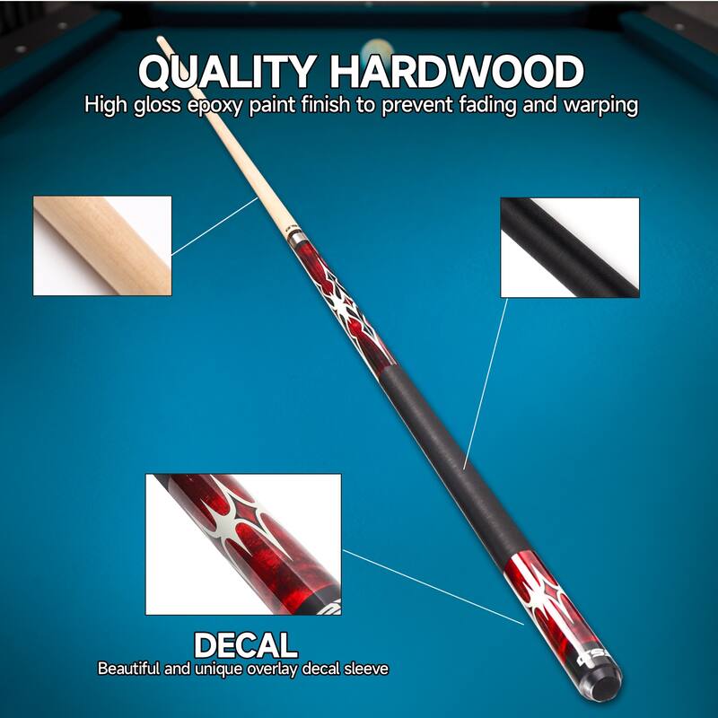 GSE™ Set of 4 Canadian Maple Hardwood Billiard Pool Cue Sticks. 58" 2-Piece Pool Cue Set for House or Commercial Use