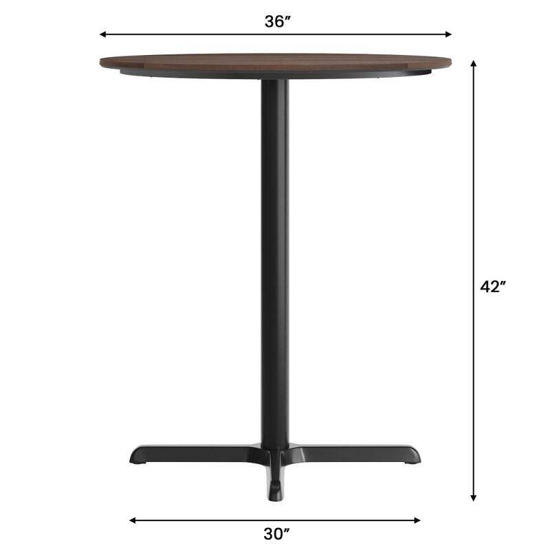 Commercial HPL Tabletop with Bar Height Crisscross Base - 36"W x 36"D x 42"H