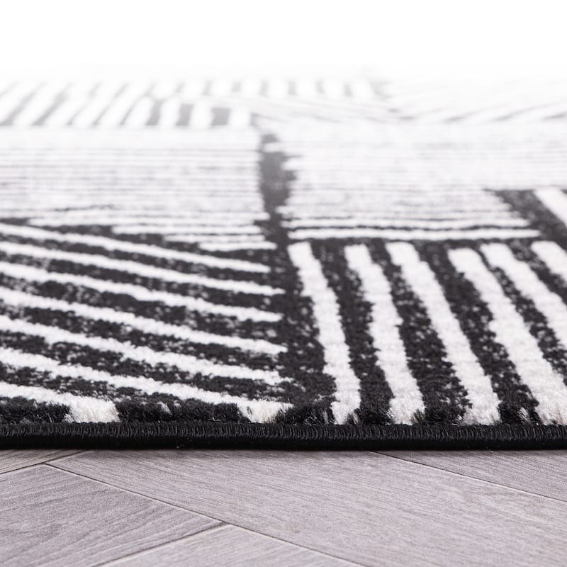 World Rug Gallery Contemporary Boho Stripes Black Area Rug