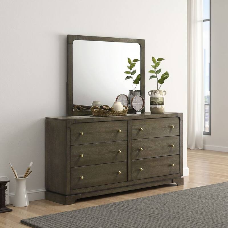 Seon Dresser Mirror, Portrait Dark Cocoa Brown Hardwood Frame, 36 Inch - Cocoa Brown