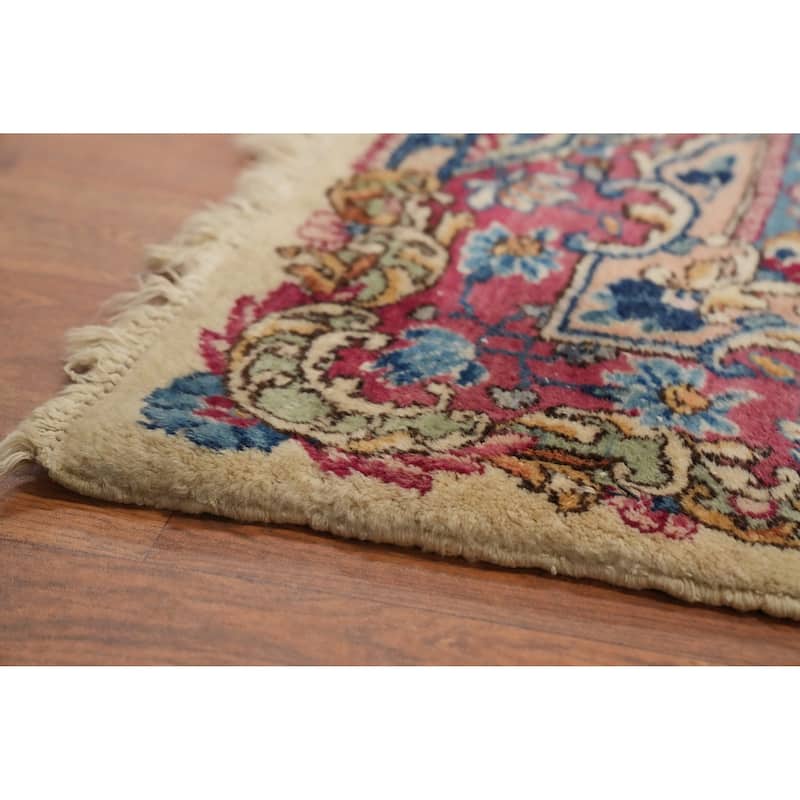 Hand Knotted Oriental 100% Wool Carpet Traditional Floral Beige & Ivories Kerman Area Rug - 17' 9'' X 10' 8''