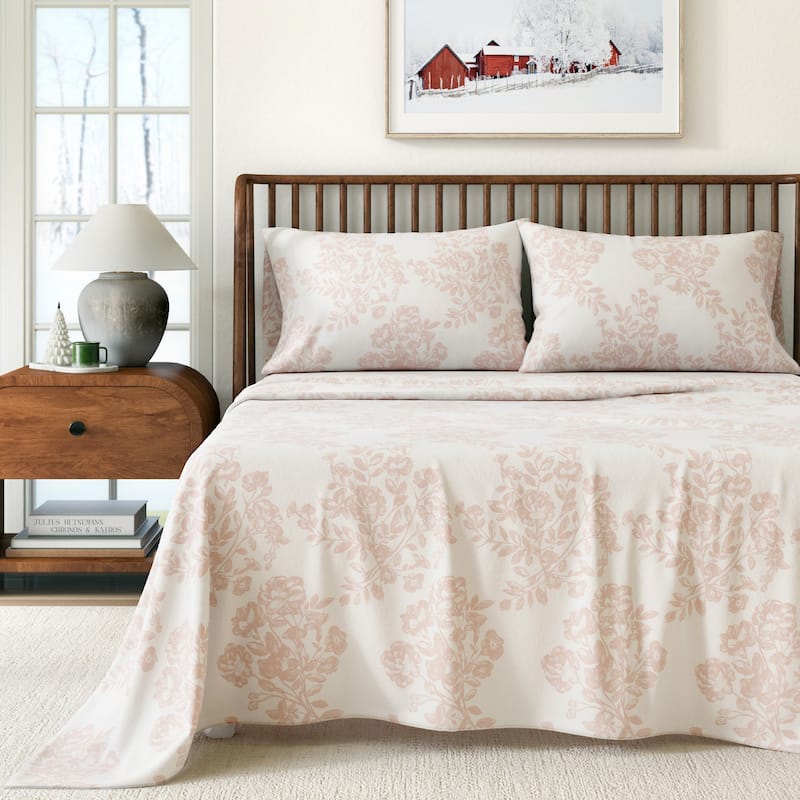 Linery & Co. Turkish Cotton Double-Brushed Printed Flannel Bed Sheet Set