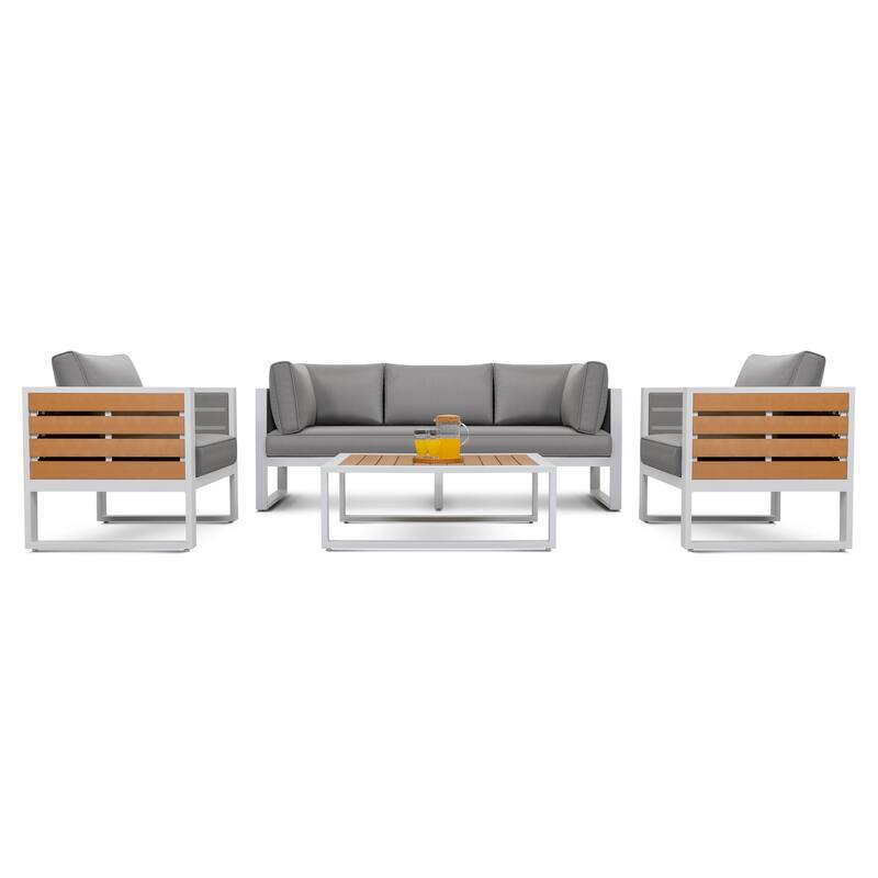 Outdoor Sofa Set, Coffee Table, Three-seat Sofa, 2 Armchairs