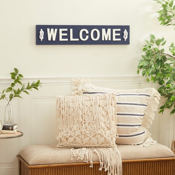 Blue Wood Farmhouse Wall Decor 6 x 32 x 2 On Sale Bed Bath