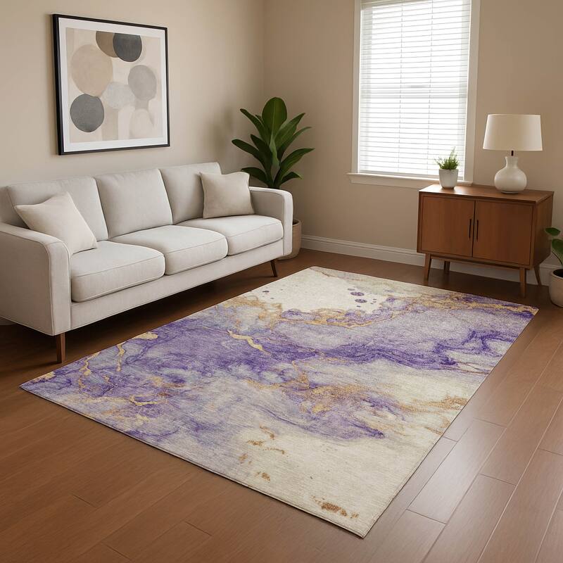 Premium Washable Super Soft Abstract Mayfield Rug - Purple - 9' x 12'