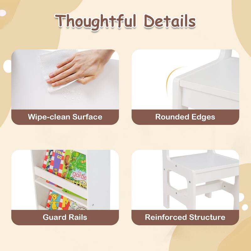 Gymax Kids Art Table & Chair Set w/Detachable Paper Roll Holder &