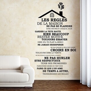 Shop Walplus Peel And Stick Wall Sticker Decal House Rule English Quote Overstock 31908622