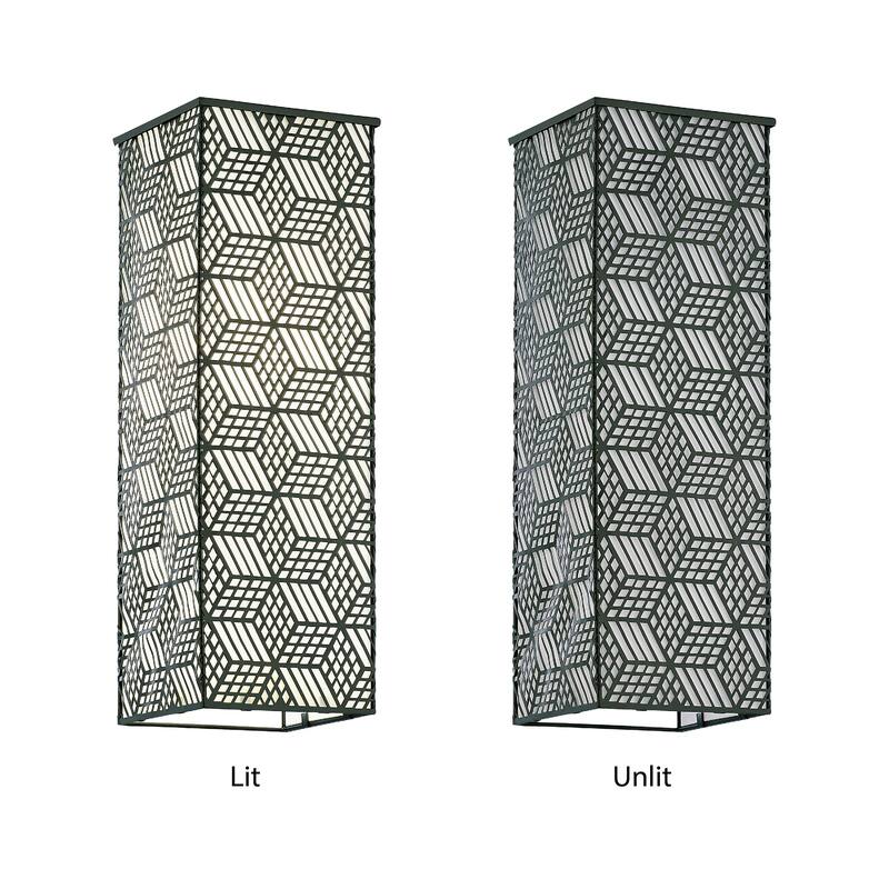 Sebasitan River of Goods Modern Rectangular Cube Pattern Black Metal Wall Sconce - 5.5" x 5" x 16.25"