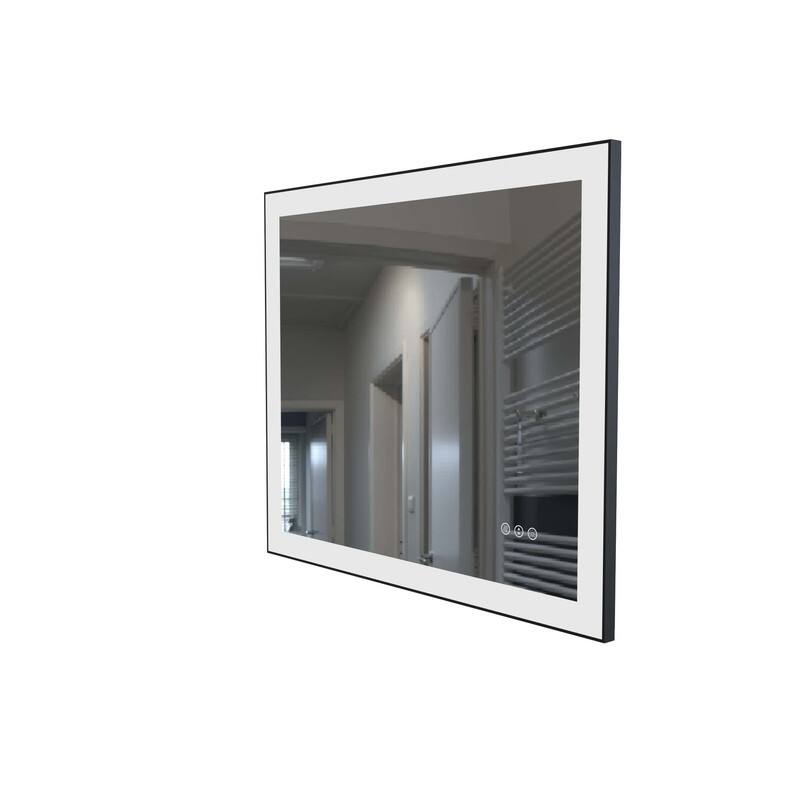 LED Black Aluminum Framed Bathroom Mirror Vanity Mirror for wall, dimmable - 20x28
