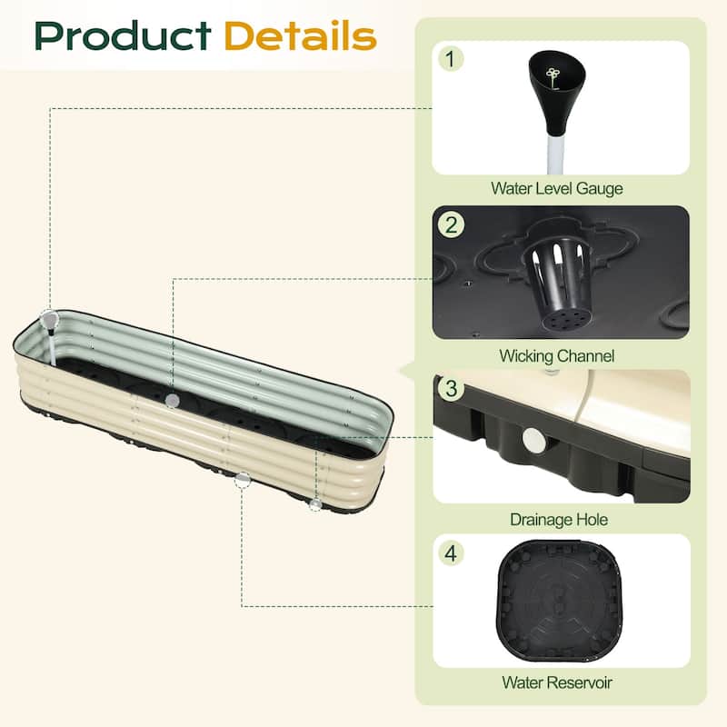 Aoodor Galvanized Self-Watering Planter Box