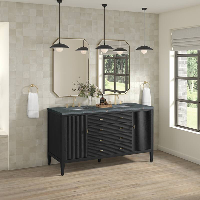 James Martin Vanities 485-V60D-3PBL Myrrin 60" Double Basin Wood