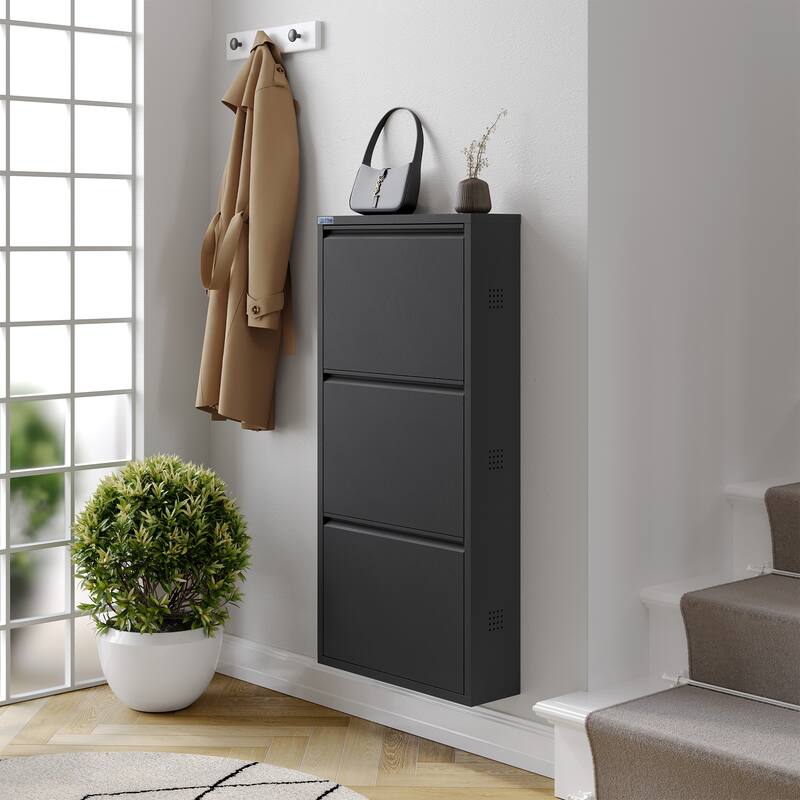 Antibacterial 3 Tier metal shoe cabinet side holes