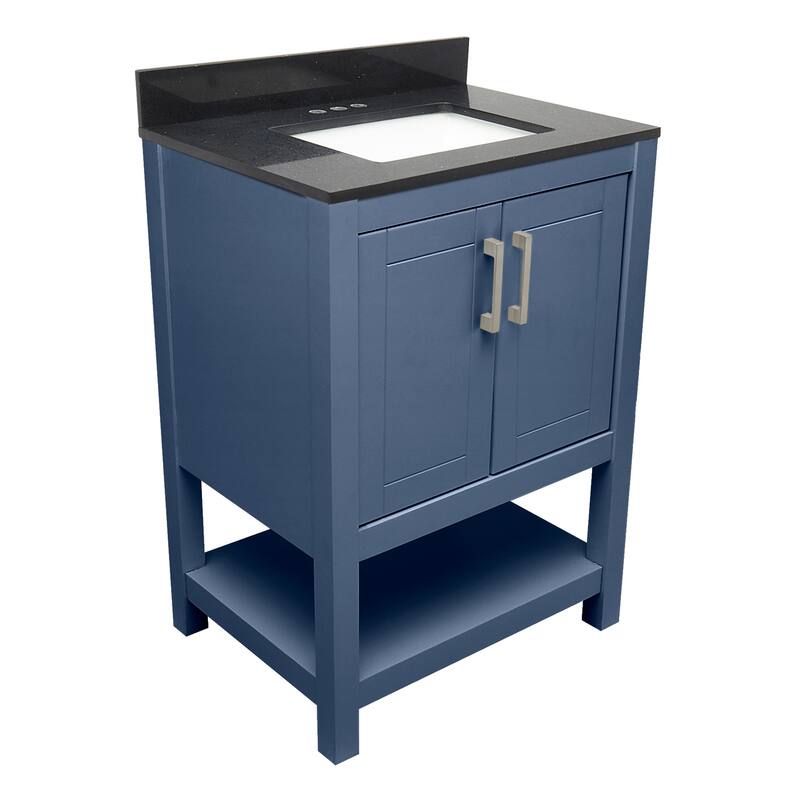 Taos 25" Bathroom Vanity with Cultured Marble Vanity Top Sink in White with White Basin