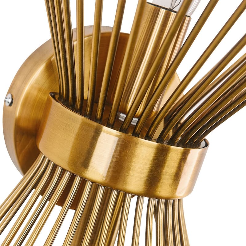 Modern Mid-century 2-light Starburst Wall Sconce - Brass