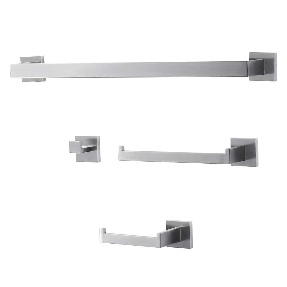 WOWOW Stainless Steel 4-Piece Bathroom Hardware Set (Includes Installation Accessories)