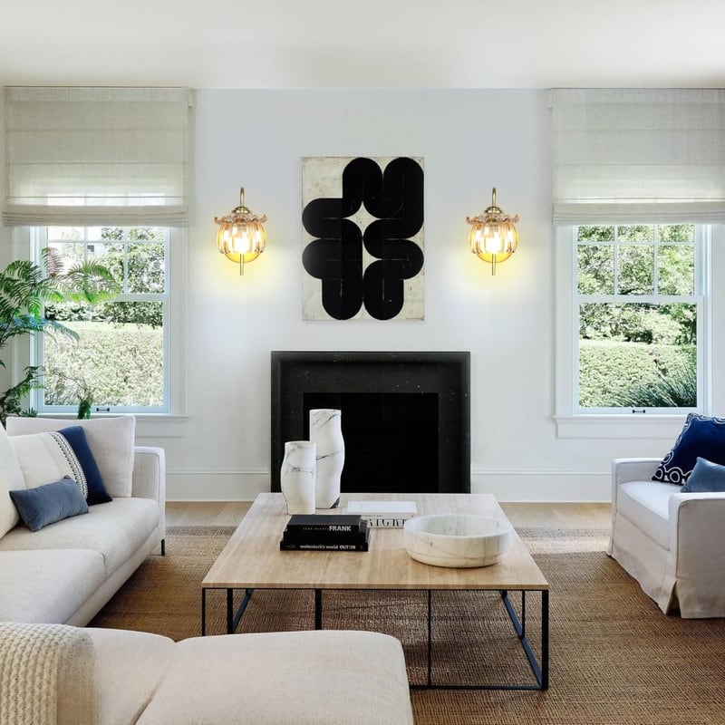 2 Pack light bulb tulip gold wall sconce polyester wall light