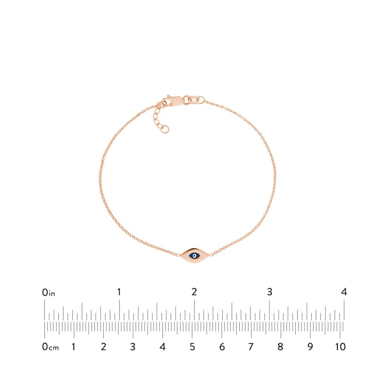 Marquee Jewels 14K Solid Rose Gold Mini Evil Eye Bracelet