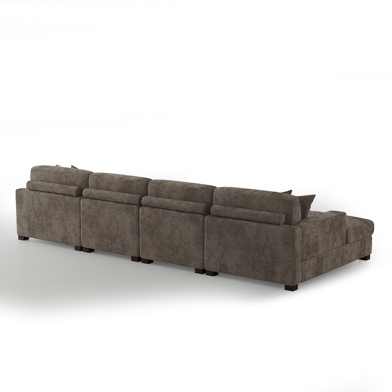 Modern Upholstered Chenille Modular Sectional Sofa with 2 Chaise