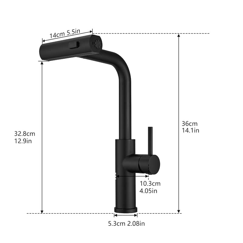 Matte Black Stainless Steel Pull-out Single Handle Wide Spray Kitchen Faucet
