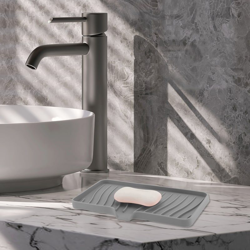 Waterproof Soap Holder with Draining for Bathroom 1 Pc - Gray - 10.04"x5.51"x0.79"