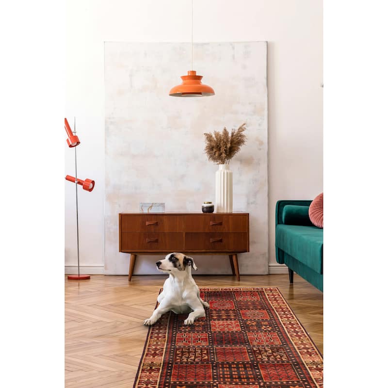 ECARPETGALLERY Hand-knotted Melis Vintage Red Wool Rug - 4'2 x 8'4