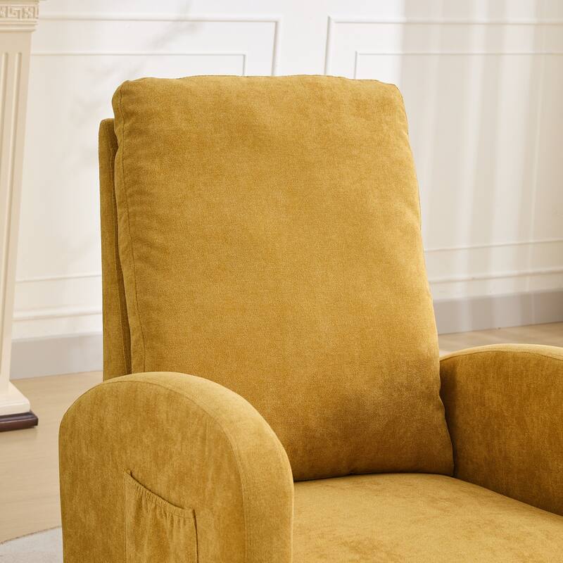 Modern 27.17" High Back Rocking Chair with Side Pocket and Rubber Wood Legs