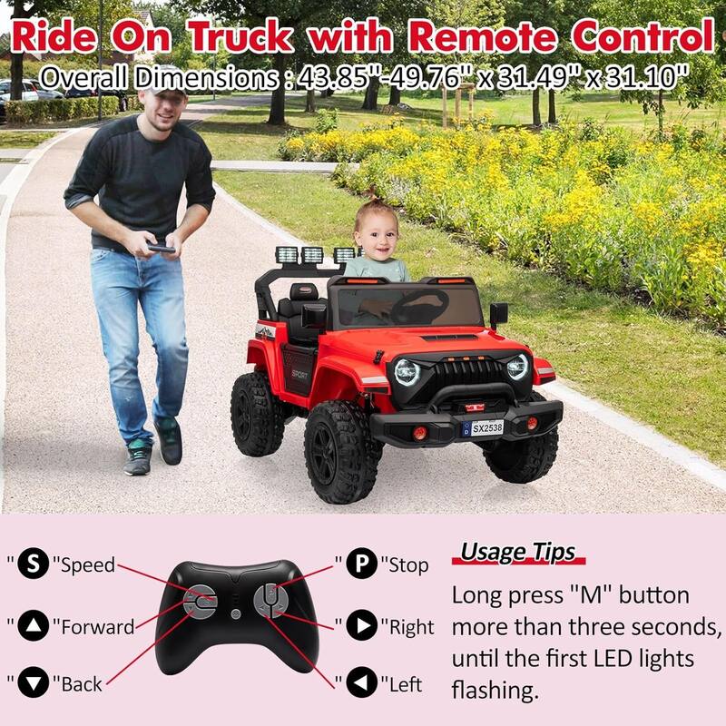 24V 2 Seater Electric Ride On Car for Kids with Remote Control