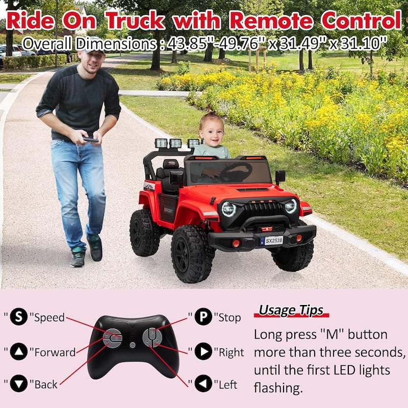 24V Kids Electric Ride-On Car, 2-Seater 4WD