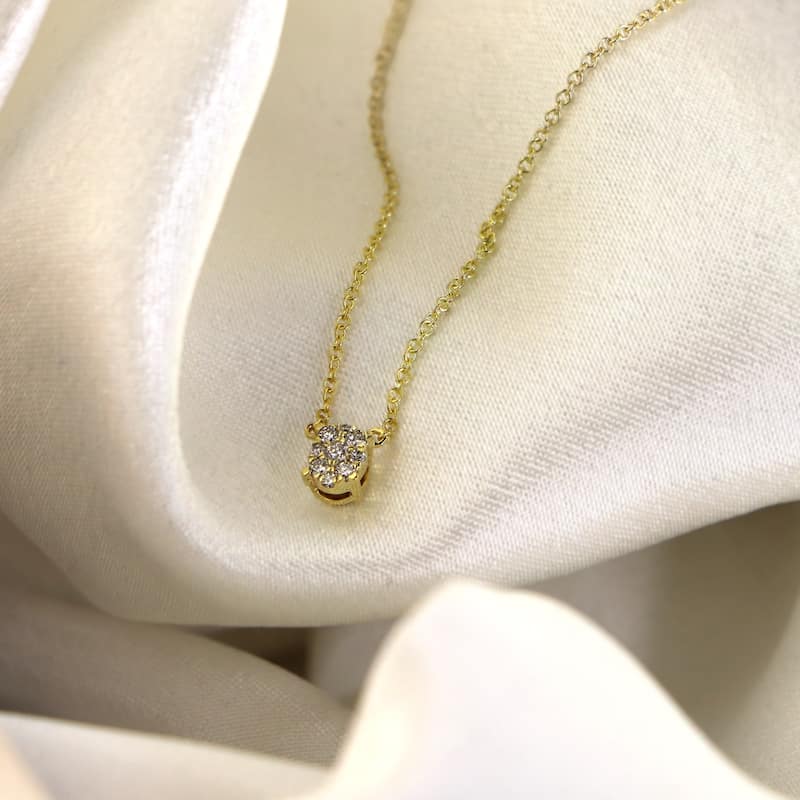 14k Gold Oval Shaped 1/8ct TDW Pave Diamond Necklace by Auriya (H-I, I1-I2)