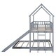 preview thumbnail 6 of 15, Twin Over Full Bunk Bed with Slide and Built-in Ladder, Wooden Floor House Shaped Bedframe w/Full-Length Guardrail & Roof