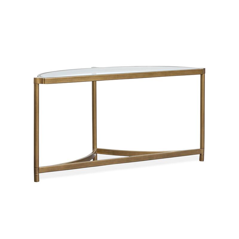 Magnussen Home Cassidy Aged Brass and Volakas Classic Demilune Sofa Table - 53.63''W x 18.75''D x 27''H