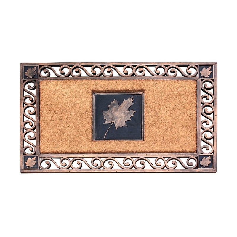 A1HC Rubber and Coir Maple Leaf, Heavy Weight Durable Copper Finish Doormat, 23"X38" - Copper  