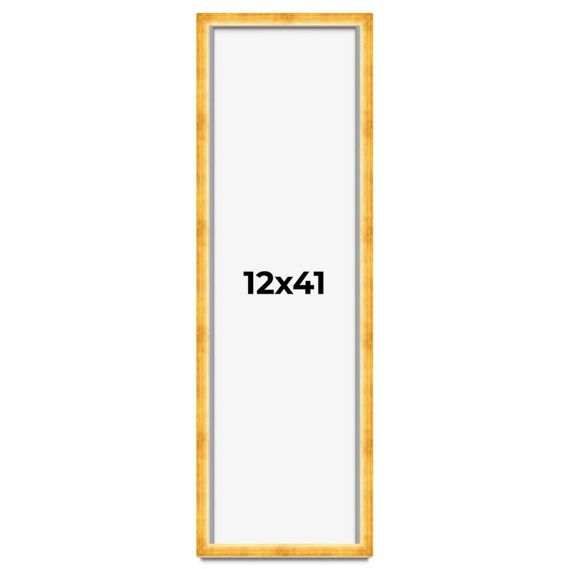 12x41 Shadow Box Frame Gold | 1.625 Inches Deep Real Wood Traditional