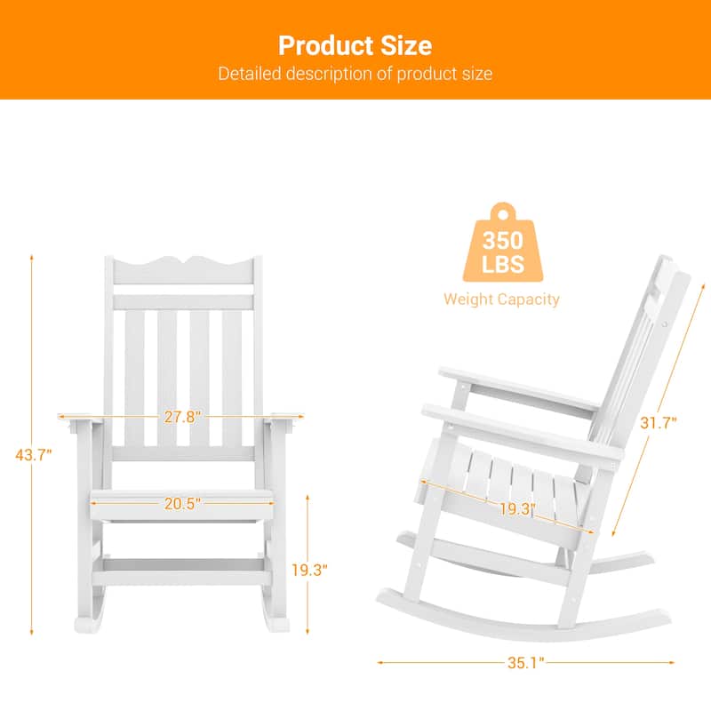 BONOSUKI Outdoor Adirondack Rocking Chair,Fire Pit Chair-Set of 2