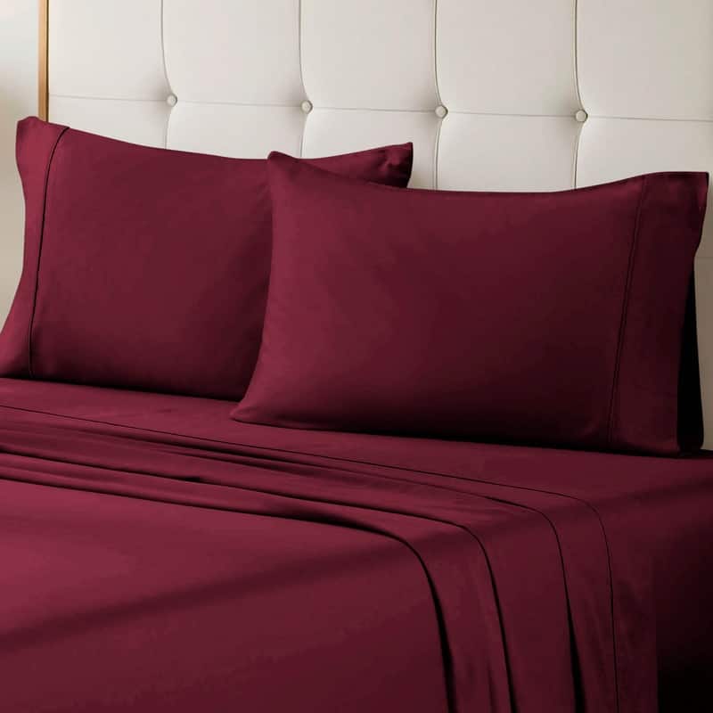 Superior Egyptian Cotton 700 Thread Count Eco-Friendly Solid Sheet Set - Queen - Burgundy