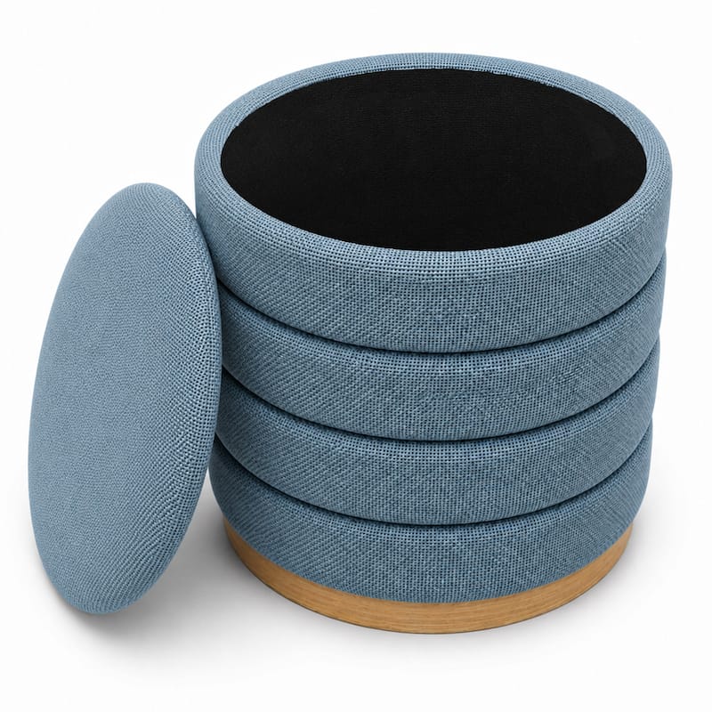 Aria Home Modern Cylinder Ottoman with Hidden Storage Upholstery Seat