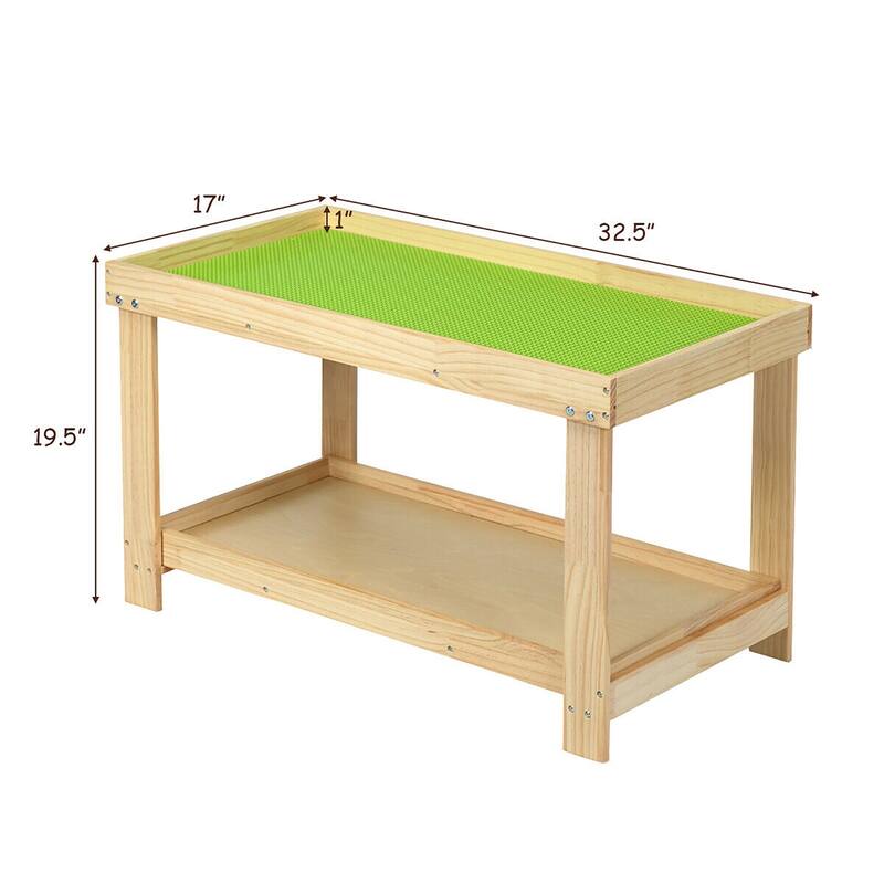 Gymax Patented Wood Kids Activity Play Table Block Table Multifunction - 32.5'' x 17'' x 19.5''