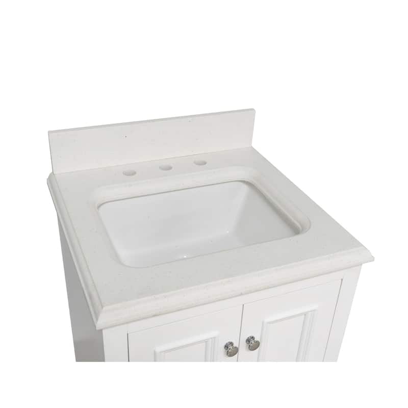 KitchenBathCollection Nantucket 24" Bathroom Vanity with Quartz Top