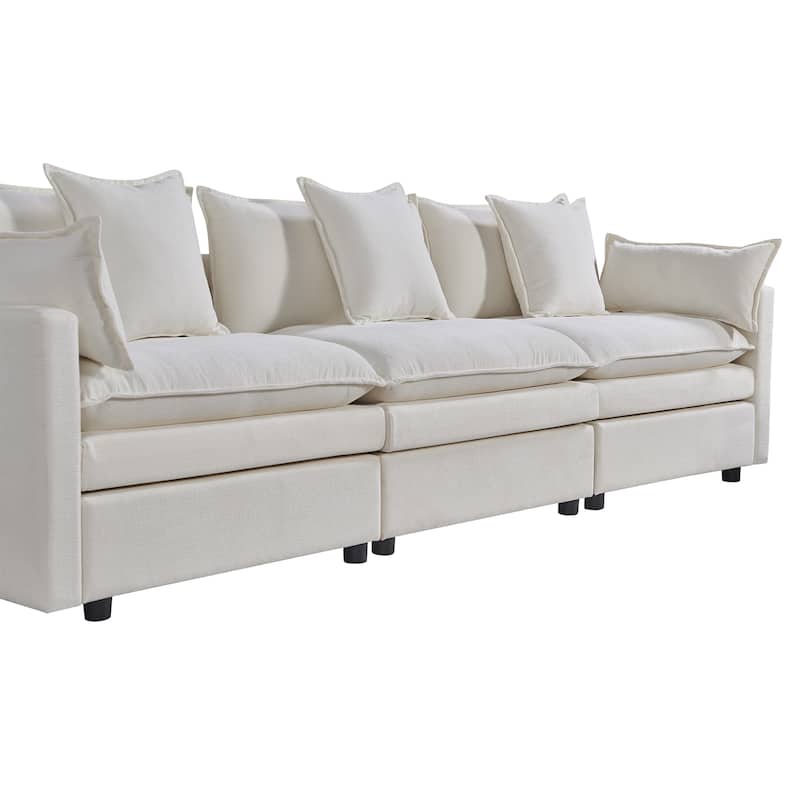 108.66" L-Shaped 4-Seater Sectional Sofa with Convertible Chaise and Ottoman, Spacious Cloud Design