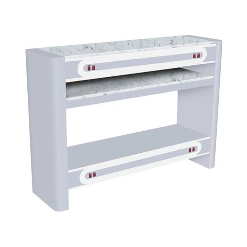 NOVA I Rectangular Nail Dryer Table with Granite Top, White/Gray - N/A