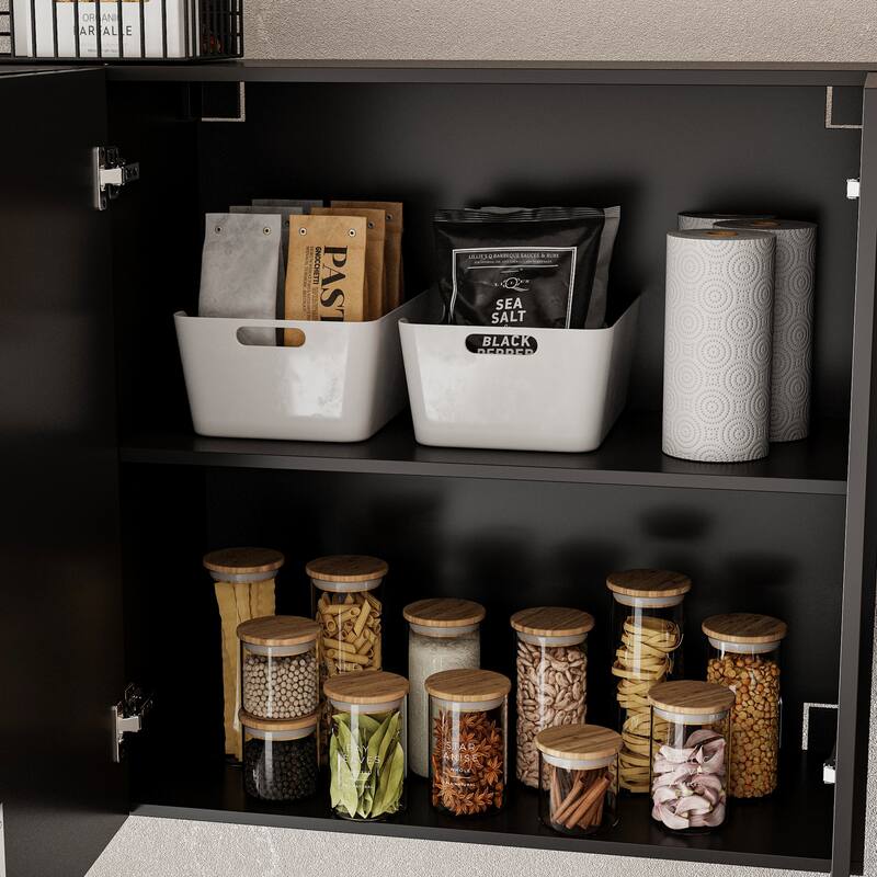 Black Cupboard,Wooden Sideboard Buffet Cabinet with Storage,Suitable for Organizing Pantry,Kitchen,Garage