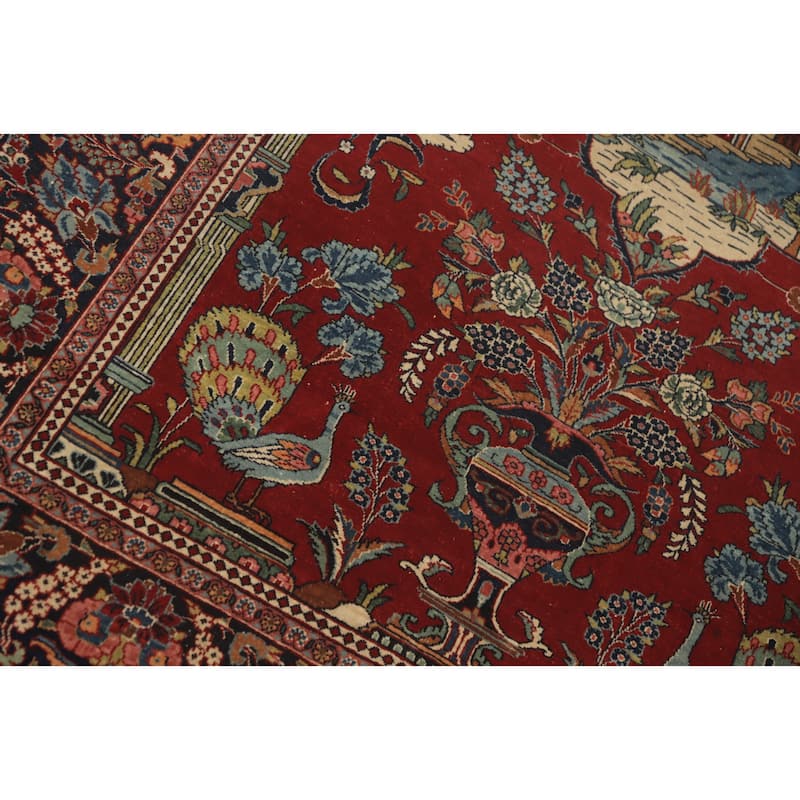 Hand Knotted Oriental 100% Wool Carpet Traditional Medallion Red Kashan Area Rug - 6' 10'' X 4' 6''