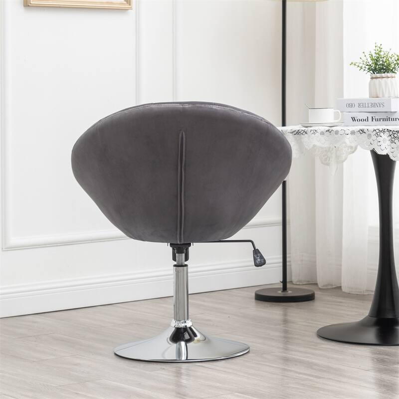 Velvet Upholstered Tufted Back Swivel Accent Chair