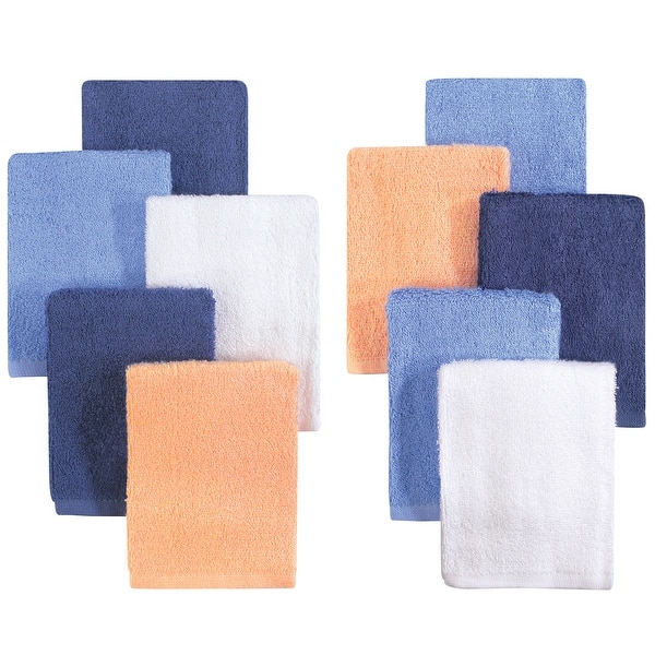 slide 1 of 1, Little Treasure Baby Boy Rayon from Bamboo Luxurious Washcloths, Blue Orange 10-Pack, One Size - Blue Orange 10-Pack - One Size One Size - Blue Orange 10-Pack