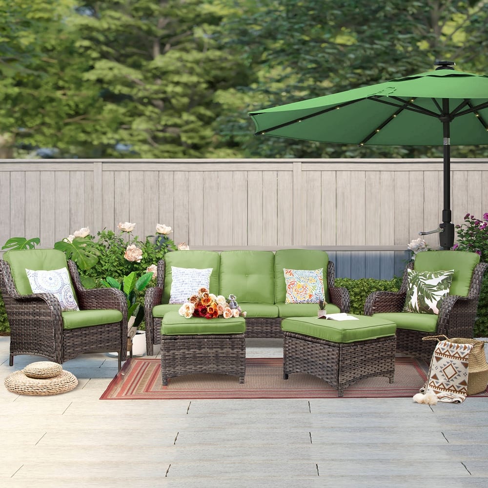Cozywor 5-Piece Wicker Outdoor Patio Conversation Set