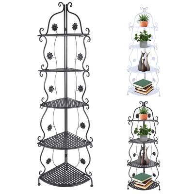 Folding Metal Corner Shelf Display Organizer Rack for Kitchen Bathroom