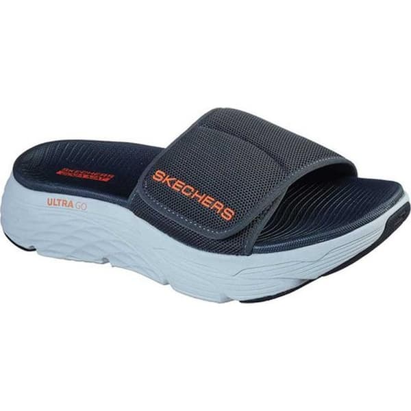 Shop Skechers Men S Max Cushioning Slide Charcoal Orange Overstock 30840424