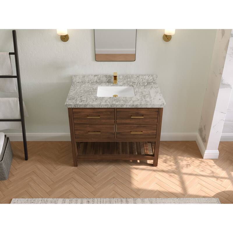 Willow Collections 42 in. W x 22 in. D Parker Solid Teak Single Sink Bathroom Vanity with Countertop