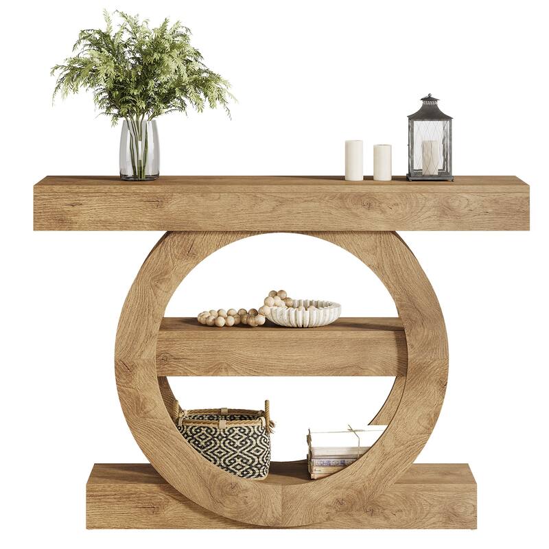 41.3" Farmhouse Console Table, 3-Tier Sofa Table